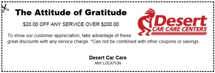 Specials, Coupons and Discounts at Desert Car Care Gilbert Chandler AZ